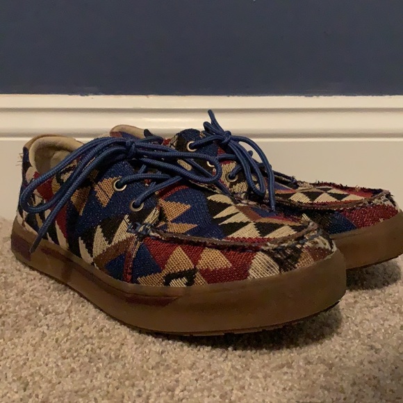 Sunstone moc toe Aztec design shoes size 8.5 worn twice - Picture 2 of 7